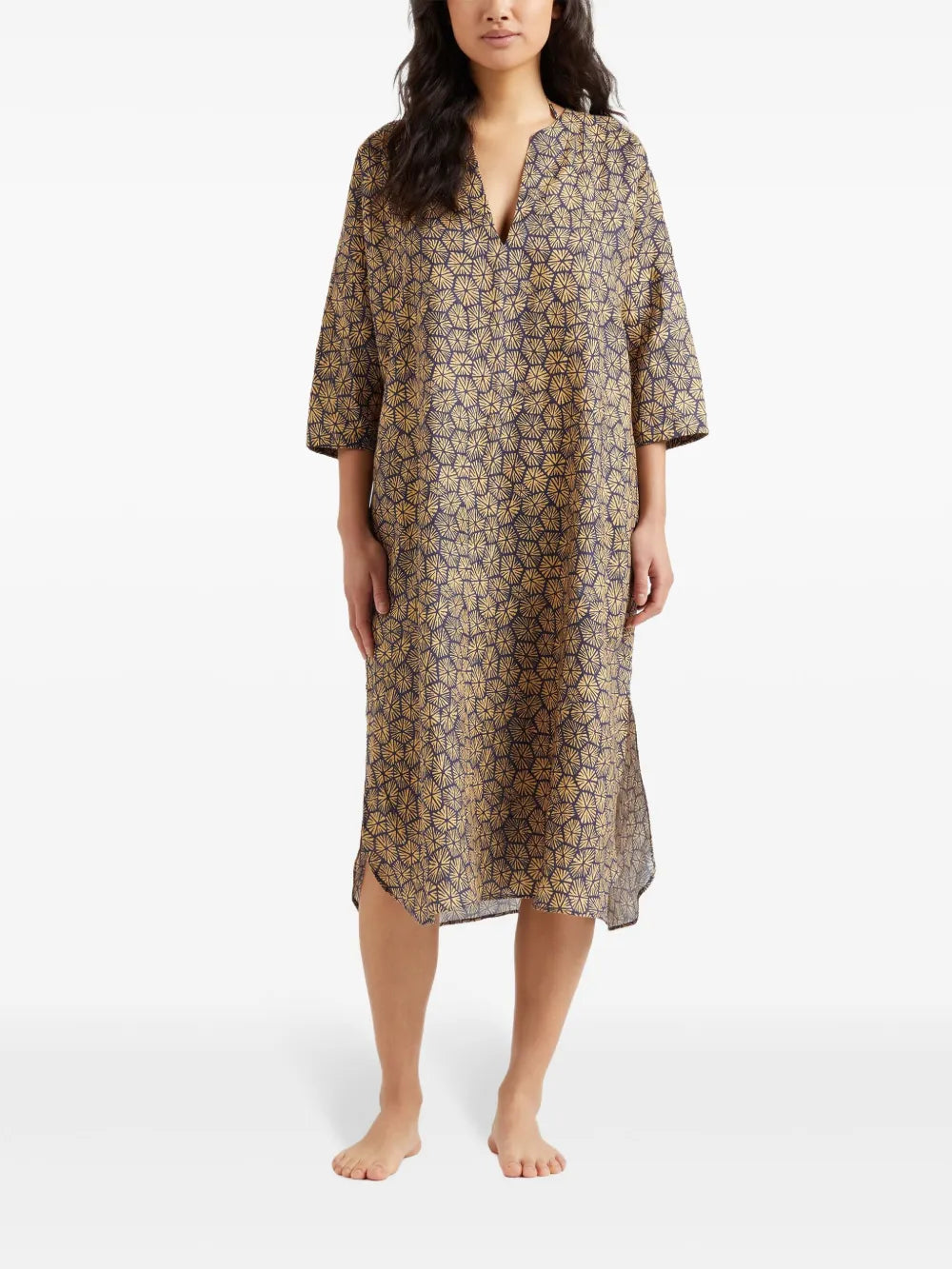 Carapaces Graphic-Print Linen Beach Dress