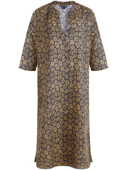 Carapaces Graphic-Print Linen Beach Dress