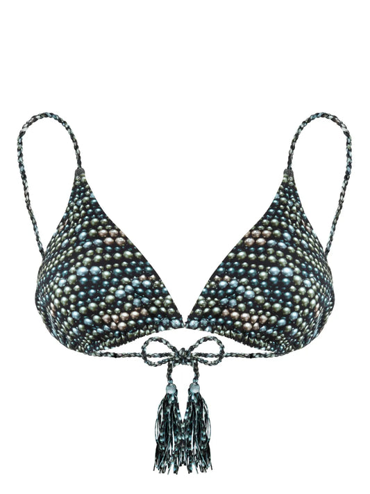 Pearl-Print Bikini Top