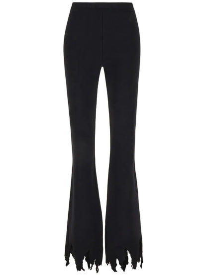 Shredded-Hem Flared Trousers