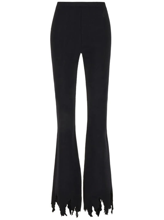 Shredded-Hem Flared Trousers