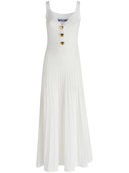 Heart-Button Pleated Dress