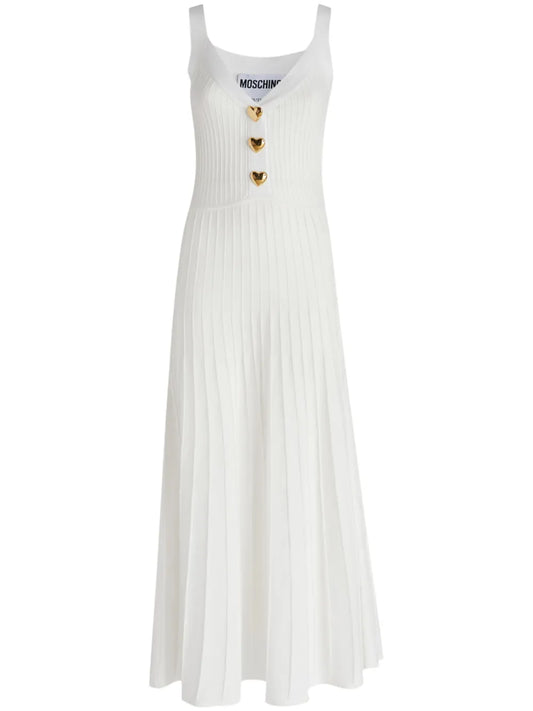 Heart-Button Pleated Dress