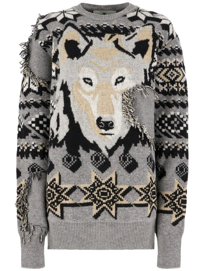 Wolf-Motif Sweater
