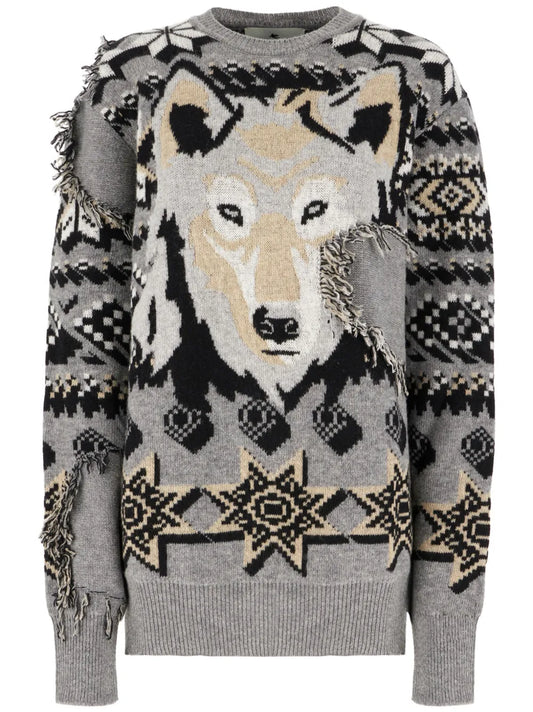 Wolf-Motif Sweater