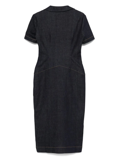 4G-Emblem Denim Midi Dress