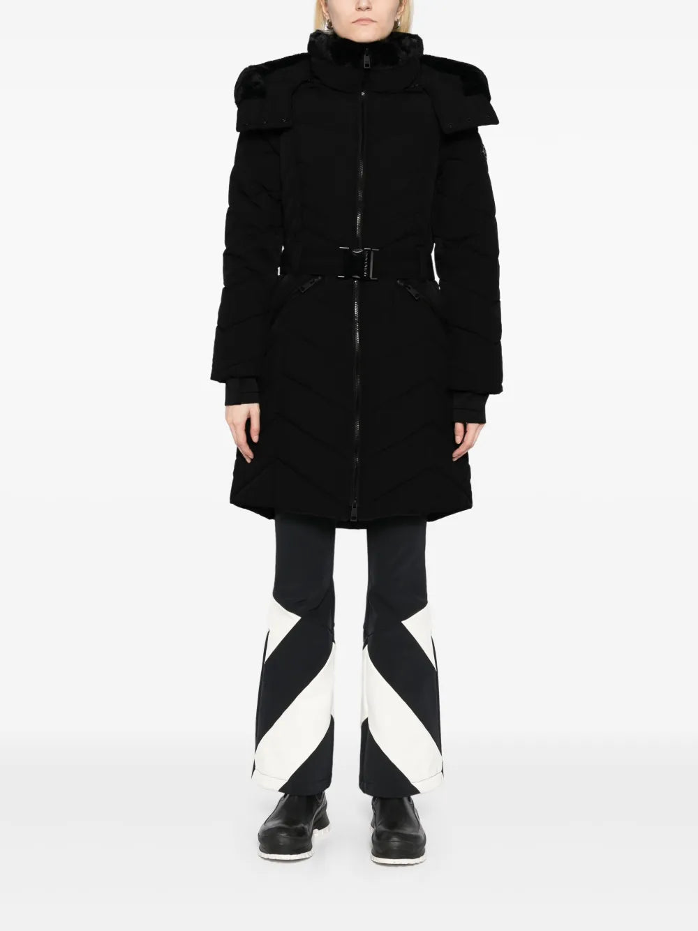 Chevron 3/4 Belted Scuba Coat