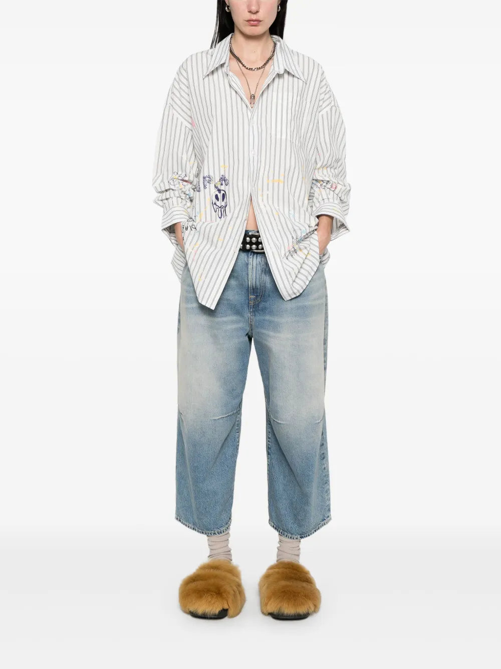 Paint-Splatter Striped Shirt