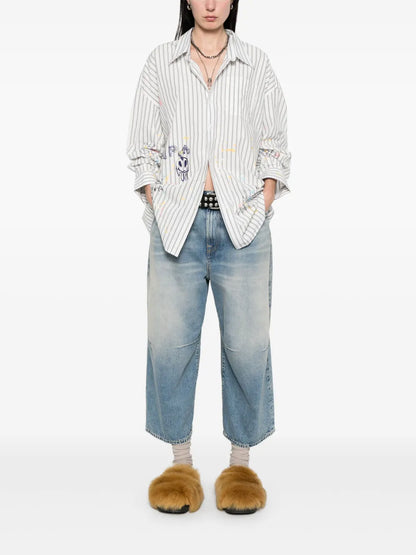 Paint-Splatter Striped Shirt