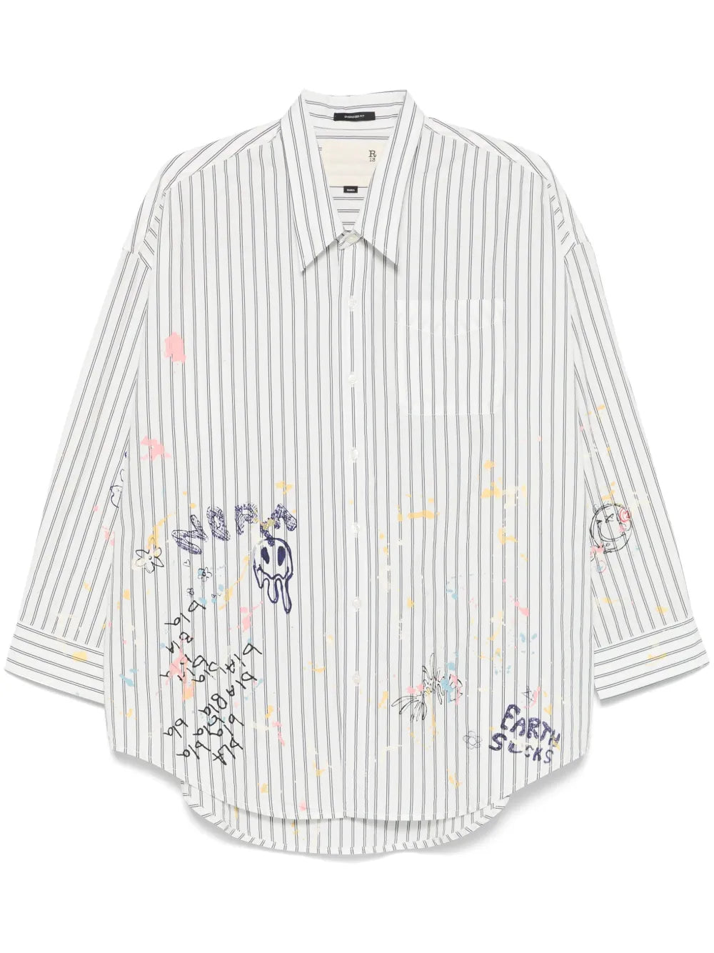 Paint-Splatter Striped Shirt