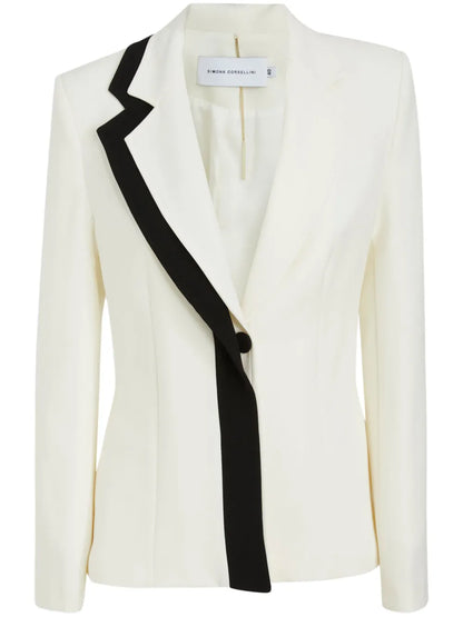 Contrast-Lapel Blazer