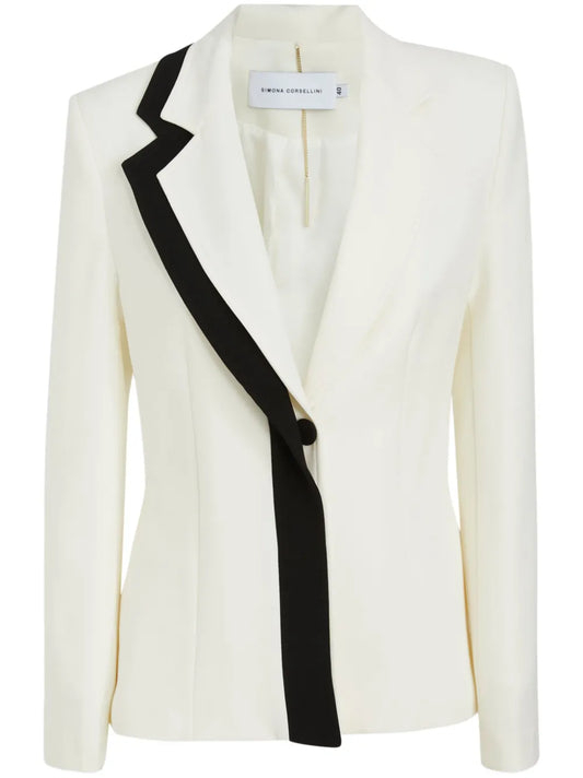 Contrast-Lapel Blazer