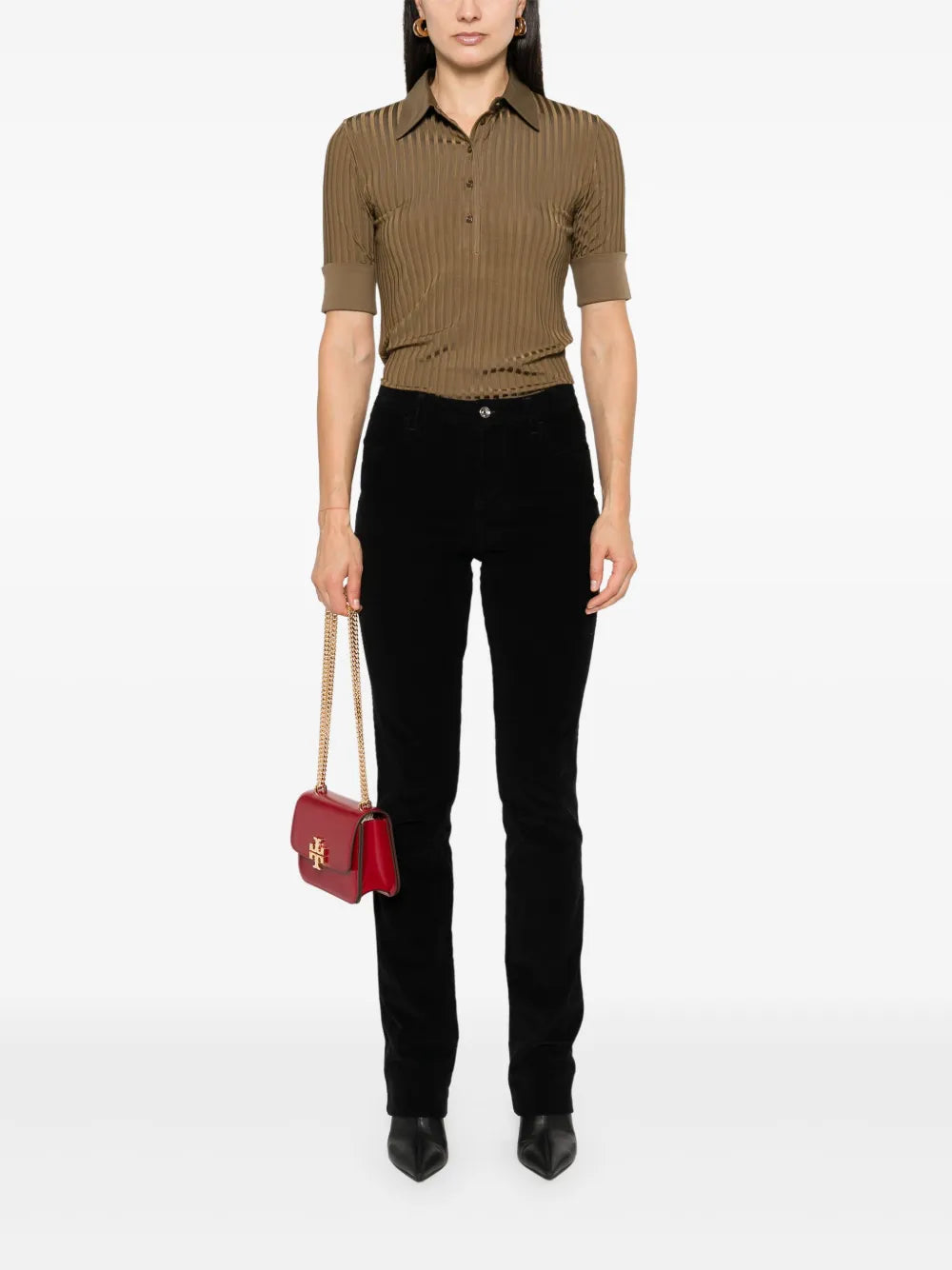 Ribbed Polo Top