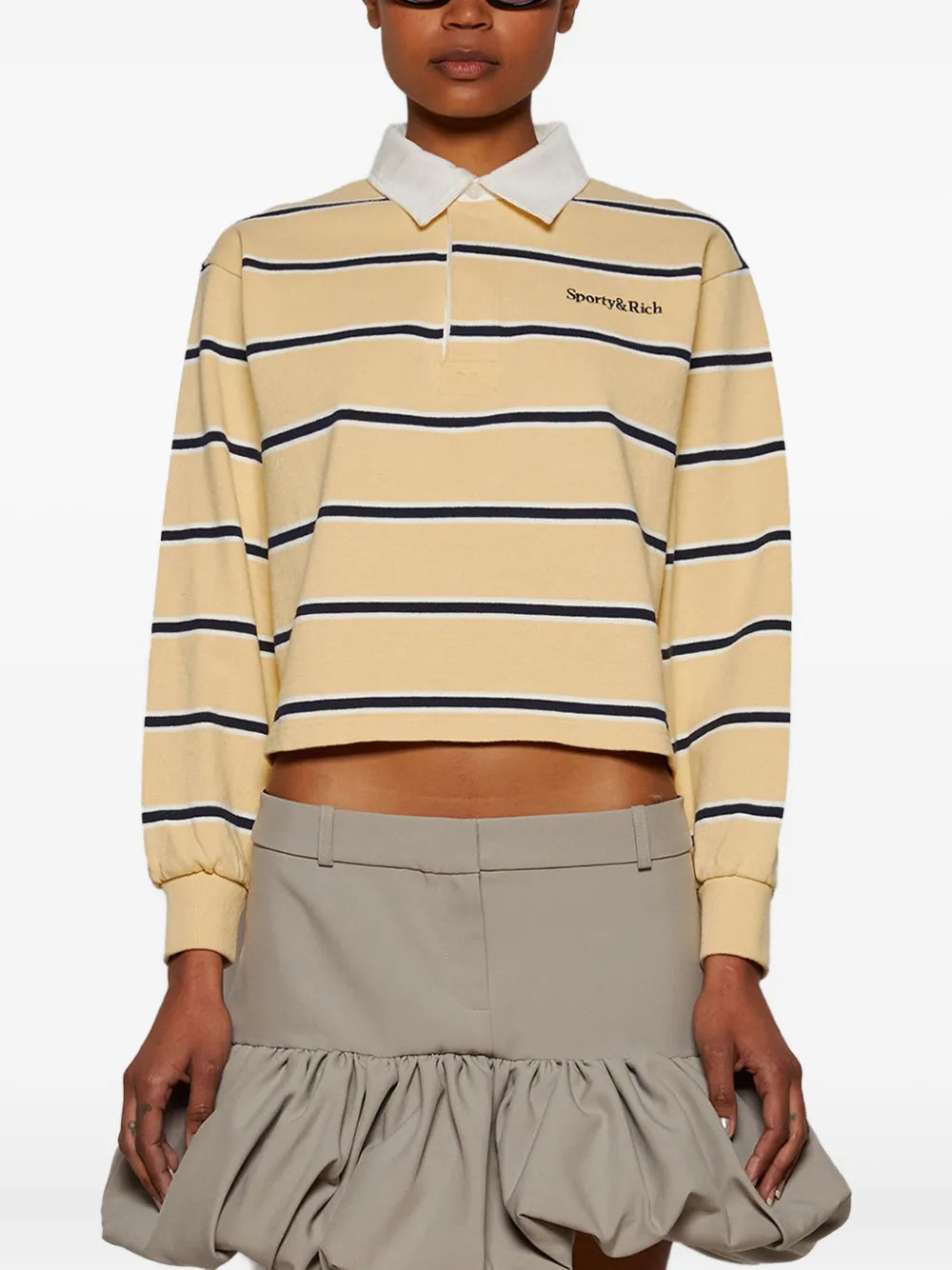 Serif Logo-Embroidered Cropped Polo Shirt