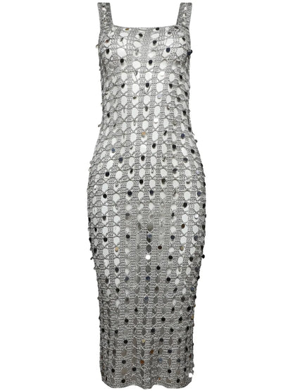 Embellished Crochet Midi Dress