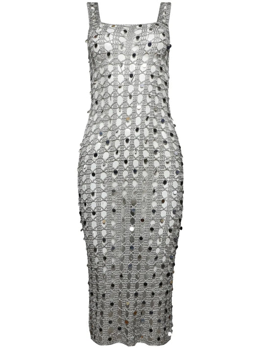 Embellished Crochet Midi Dress