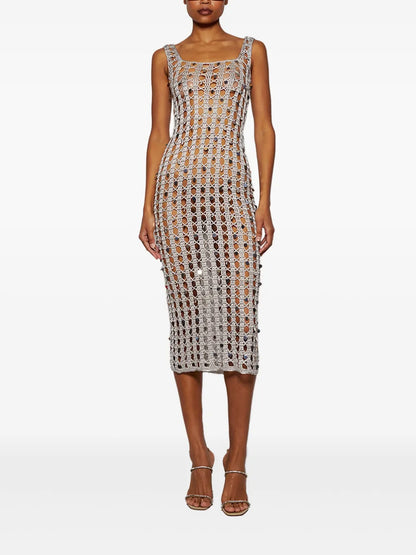 Embellished Crochet Midi Dress