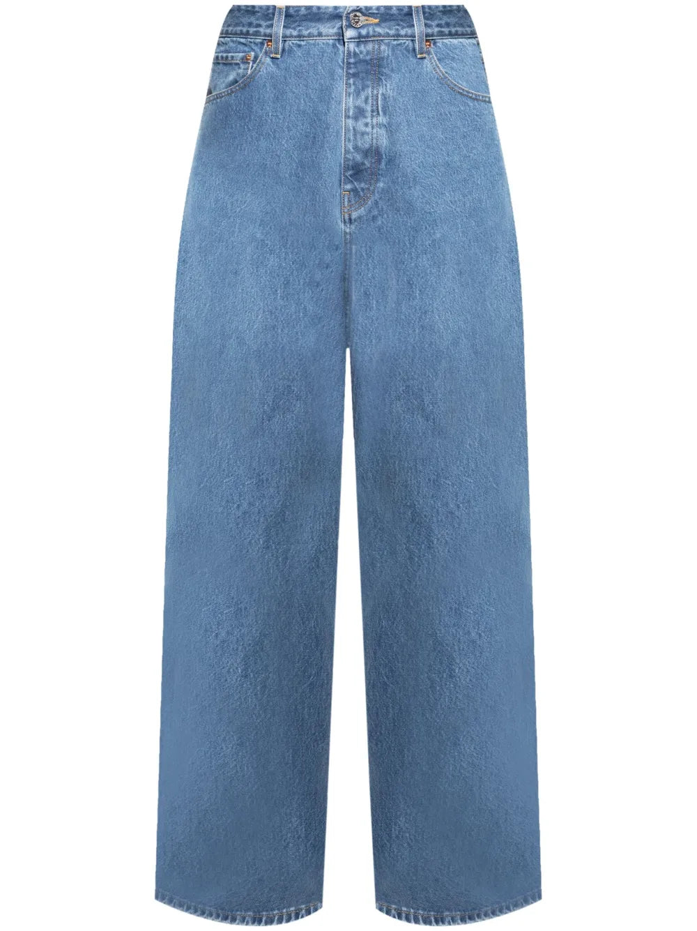 Logo-Stitch Wide-Leg Jeans