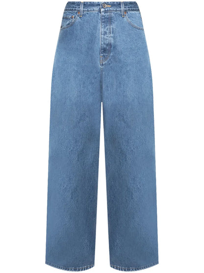 Logo-Stitch Wide-Leg Jeans