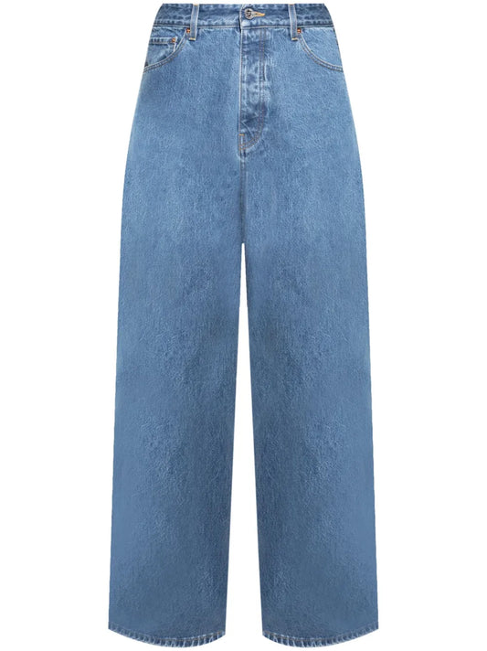 Logo-Stitch Wide-Leg Jeans