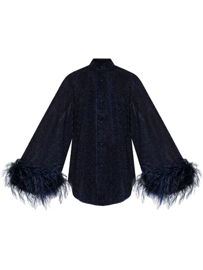 Feather-Embellished Blouse