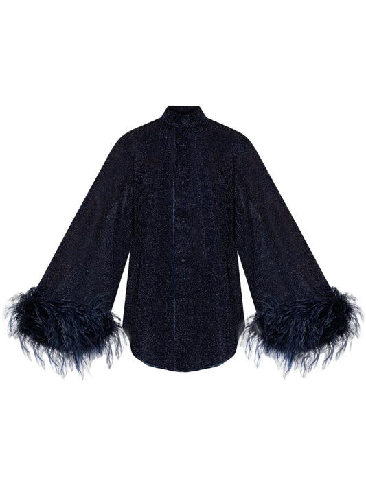 Feather-Embellished Blouse