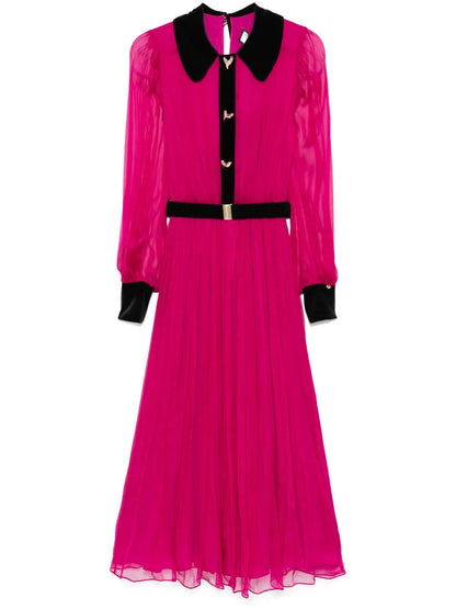 Belted Silk Midi Dress