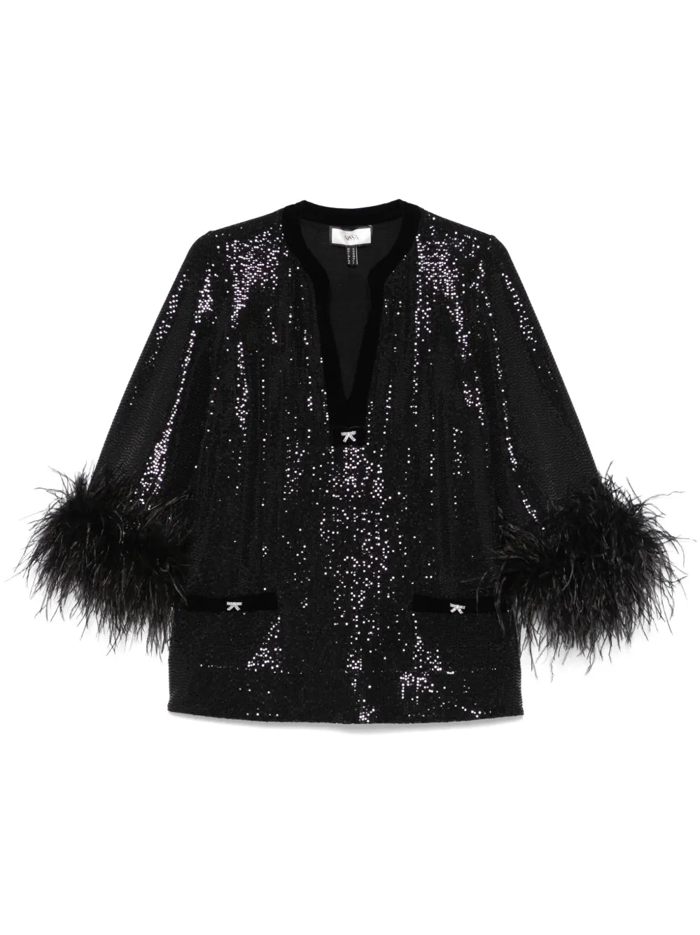 Feather-Trim Blouse