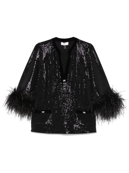 Feather-Trim Blouse