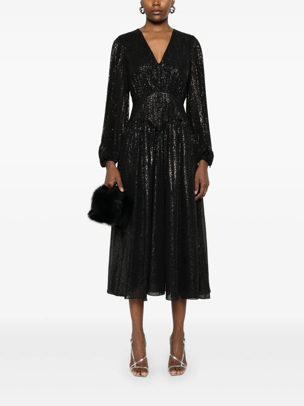 Glitter-Embellished Midi Dress