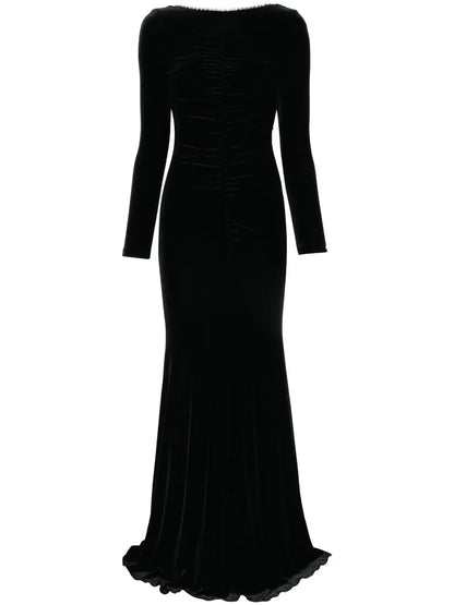 Velvet Backless Maxi Dress