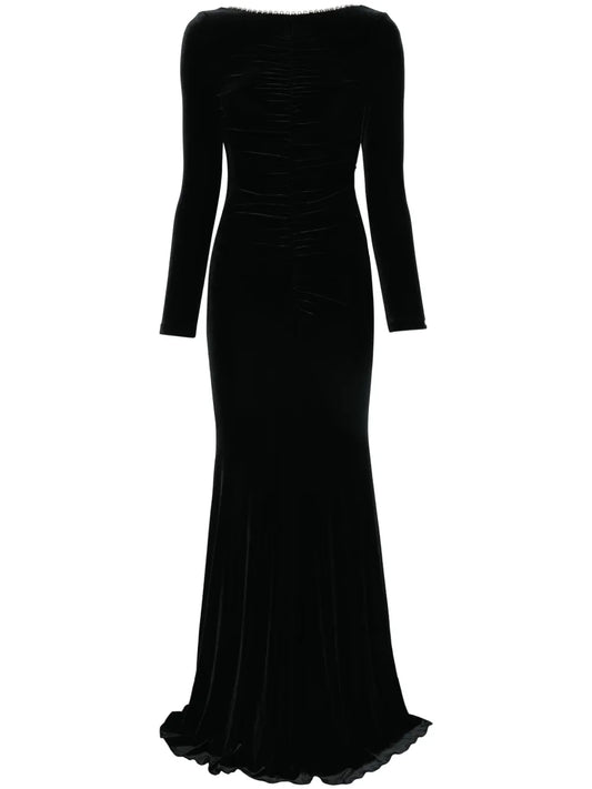 Velvet Backless Maxi Dress