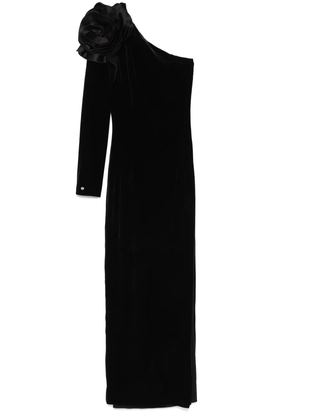 Floral-Appliqué Midi Dress