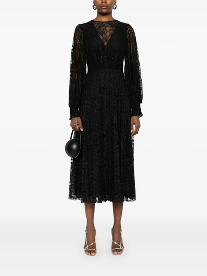 Floral-Lace Midi Dress