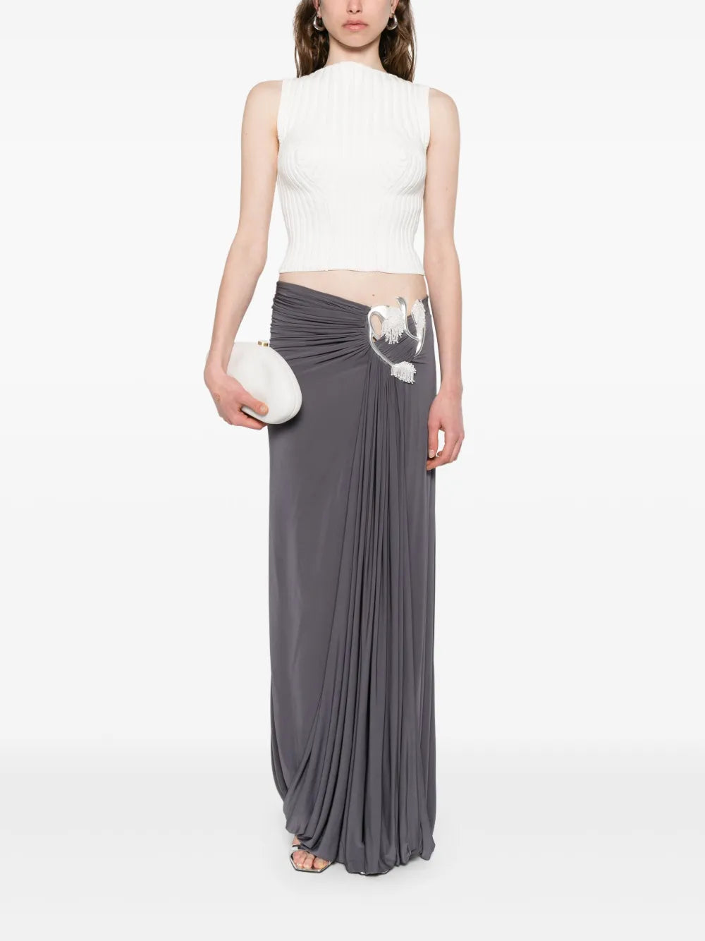 Sculptured Loop Drape Maxi Skirt