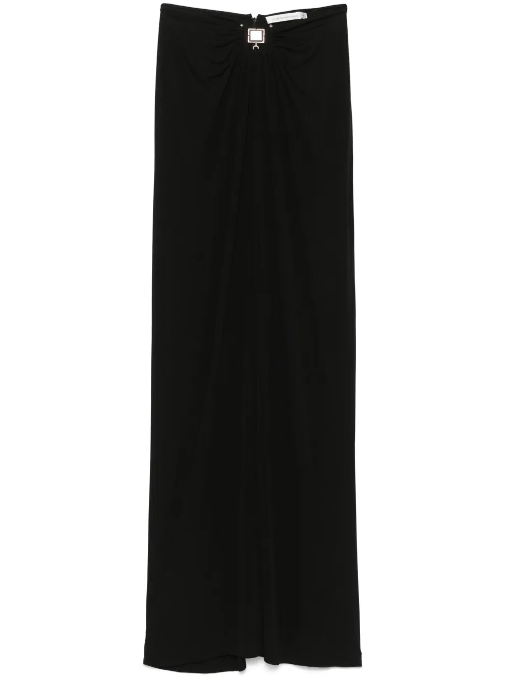 Bezel-Quartz Ruched Maxi Skirt