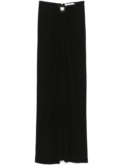Bezel-Quartz Ruched Maxi Skirt