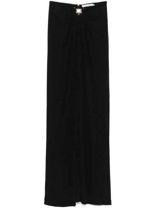 Bezel-Quartz Ruched Maxi Skirt