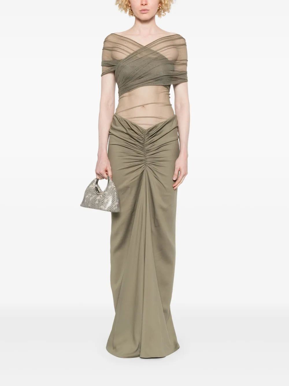 Crossed Tulle Maxi Dress