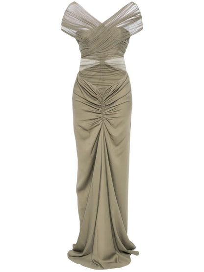Crossed Tulle Maxi Dress