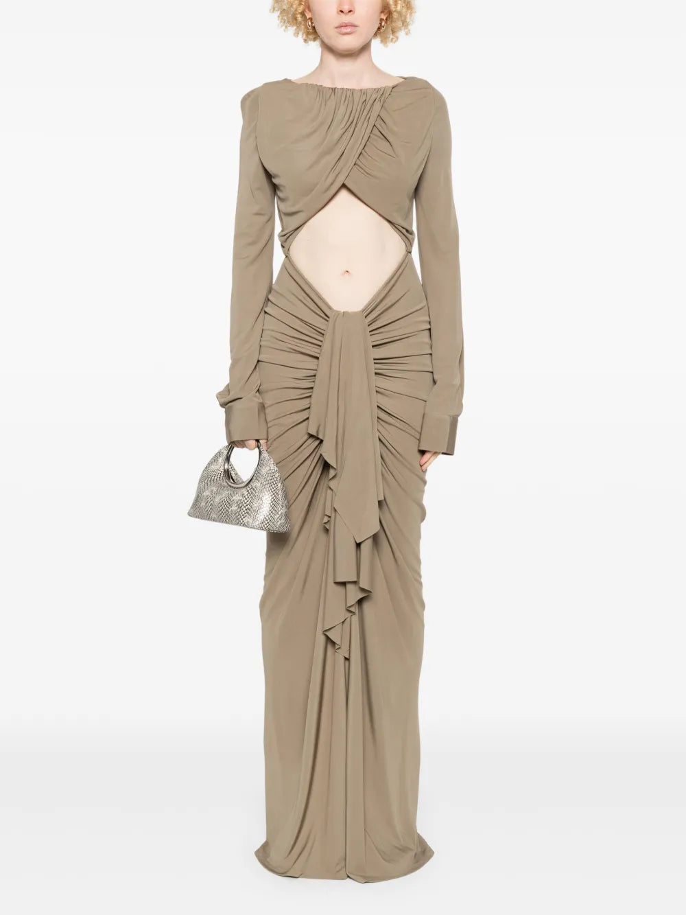 Bateau Draped Maxi Dress