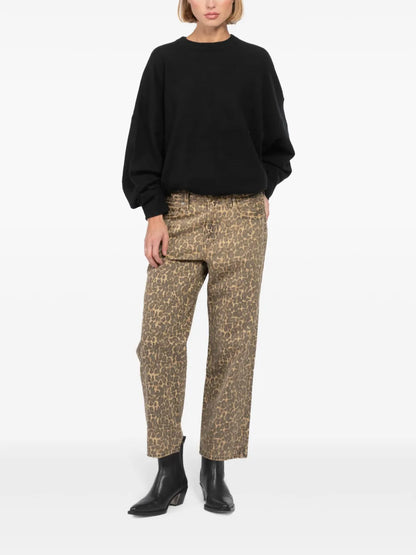 Leopard-Print Straight-Leg Jeans