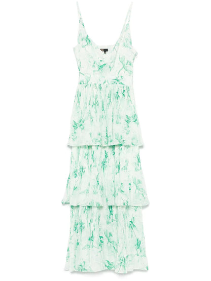 Patterned Ruffled Maxi Dres