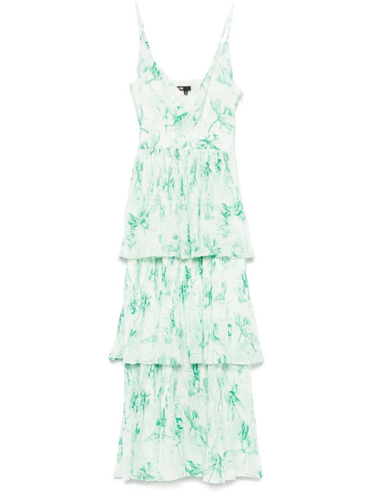 Patterned Ruffled Maxi Dres