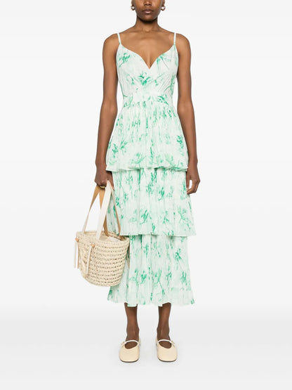 Patterned Ruffled Maxi Dres