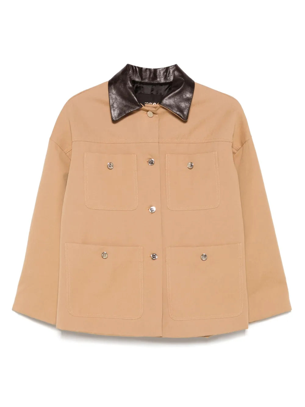 Leather-Collar Cotton Jacket