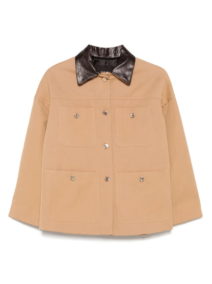 Leather-Collar Cotton Jacket