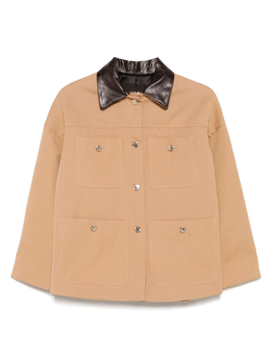 Leather-Collar Cotton Jacket