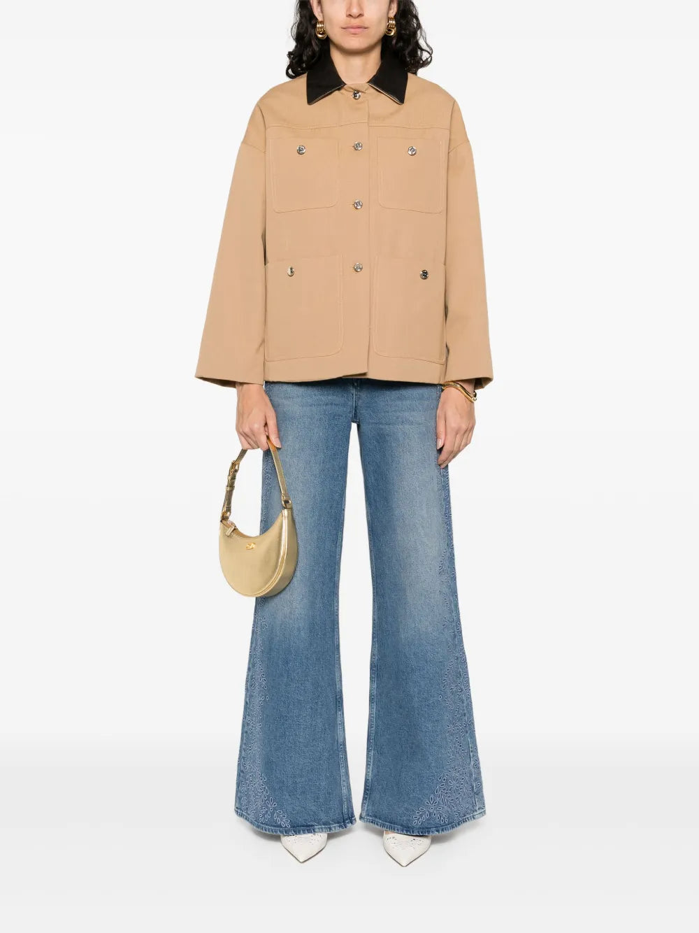 Leather-Collar Cotton Jacket