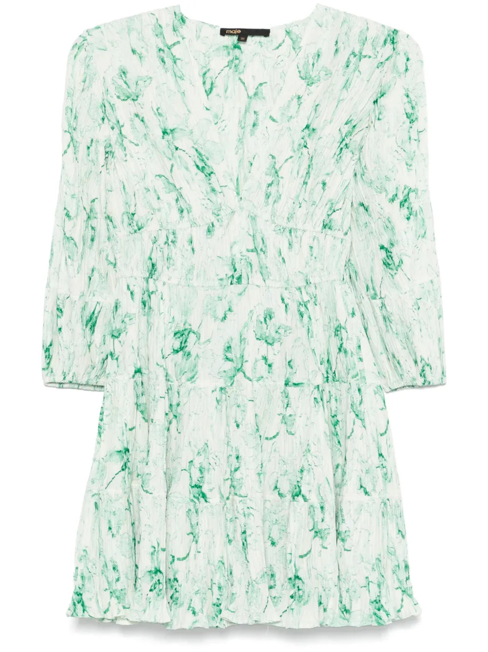 Patterned Pleated Mini Dress